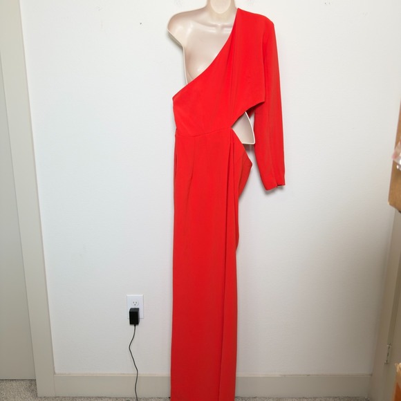 Sergio Hudson Women Jumpsuit XL One Shoulder‎ Cocktail Party Event Wide Leg Zip - Picture 8 of 11